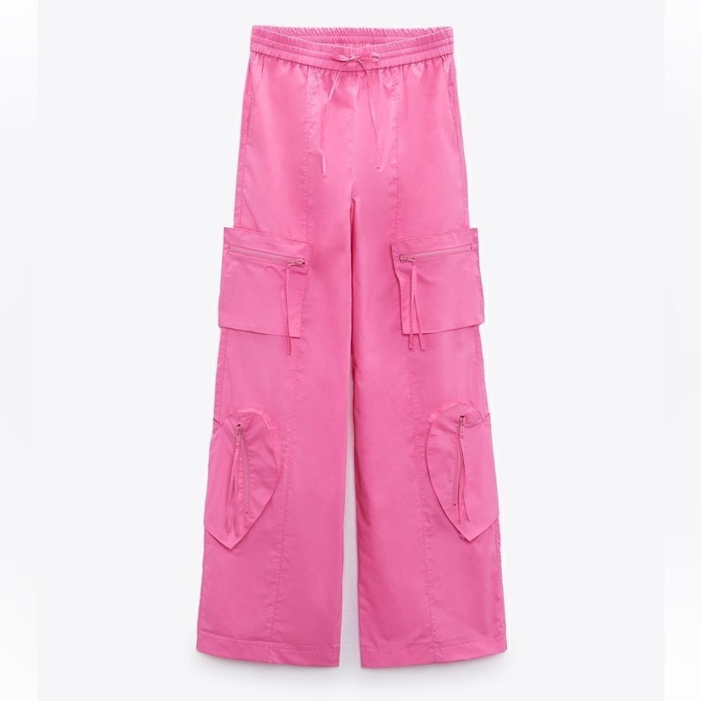 Zara 100% cotton heart cargo pants NWT